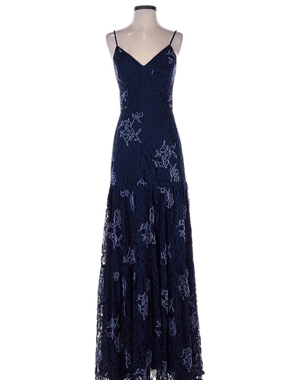 Dress the Population Navy Lace Floral Embroidered Maxi Dress